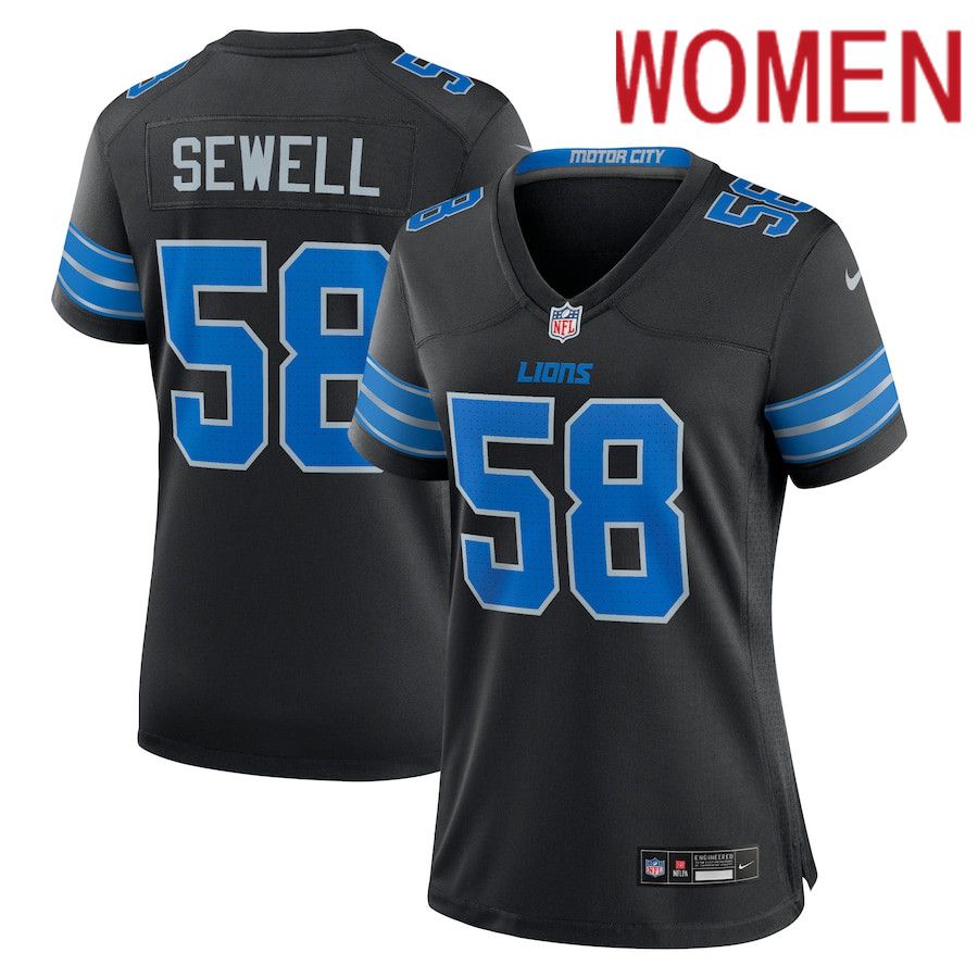 Women Detroit Lions 58 Penei Sewell Nike Black 2nd Alternate Game NFL Jersey